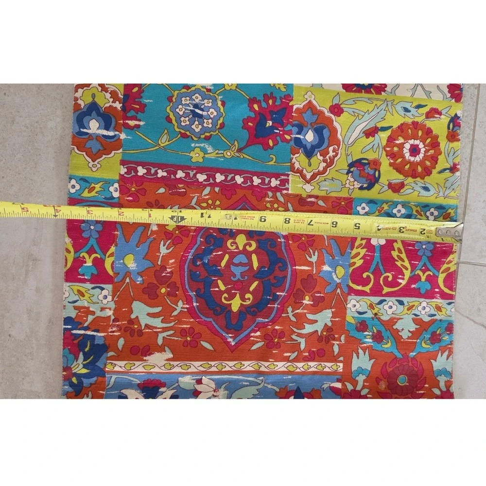 World Market Cotton Table Runner 16x90 Patchwork Floral Medallion Boho Autumn